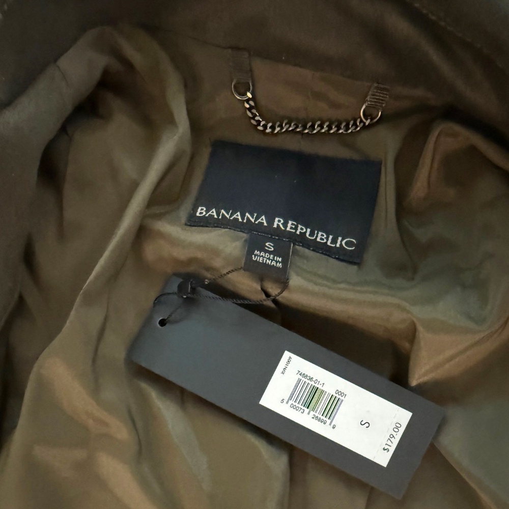 NWT Banana Republic Khaki Moto. Vegan Suede Jacket. Size S - Picture 10 of 13